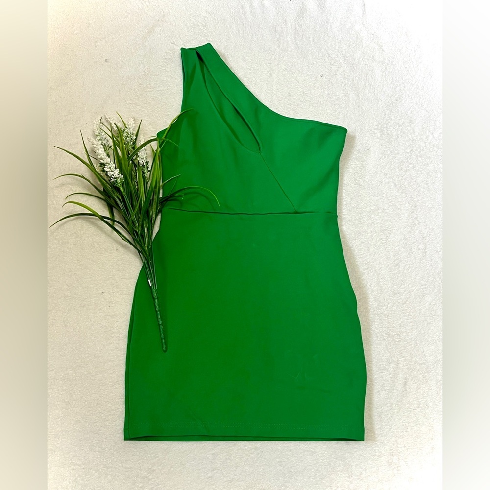Superdown Nava Clover Green One Shoulder Mini Bodycon Dress - Small